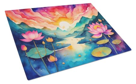 NEW Lotus in Color Glass Cutting Board Decorative Tempered Glass Kitchen Cutting and Serving Board Large Size Chopping Board