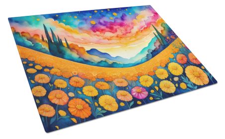 NEW Marigolds in Color Glass Cutting Board Decorative Tempered Glass Kitchen Cutting and Serving Board Large Size Chopping Board