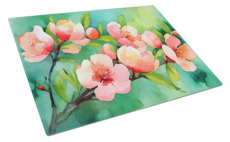 NEW Delaware Peach Blossom in Watercolor Glass Cutting Board Decorative Tempered Glass Kitchen Cutting and Serving Board Large Size Chopping Boar