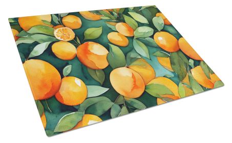 Florida Orange Blossom in Watercolor Glass Cutting Board Decorative Tempered Glass Kitchen Cutting and Serving Board Large Size Chopping Board
