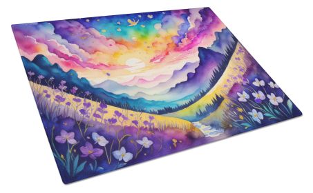 NEW Violets in Color Glass Cutting Board Decorative Tempered Glass Kitchen Cutting and Serving Board Large Size Chopping Board