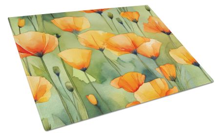 NEW California California Poppies in Watercolor Glass Cutting Board Decorative Tempered Glass Kitchen Cutting and Serving Board Large Size Choppi