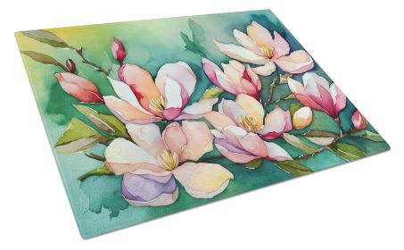 Louisiana Magnolias in Watercolor Glass Cutting Board Decorative Tempered Glass Kitchen Cutting and Serving Board Large Size Chopping Board