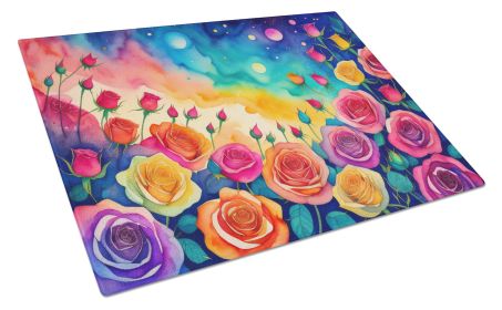 NEW Roses in Color Glass Cutting Board Decorative Tempered Glass Kitchen Cutting and Serving Board Large Size Chopping Board