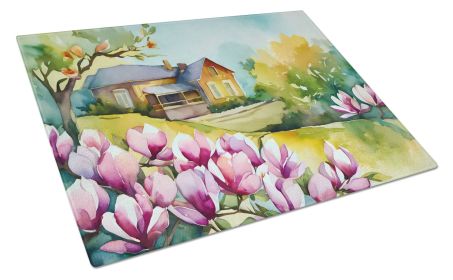 NEW Louisiana Magnolias in Watercolor Glass Cutting Board Decorative Tempered Glass Kitchen Cutting and Serving Board Large Size Chopping Board (Default: Default)