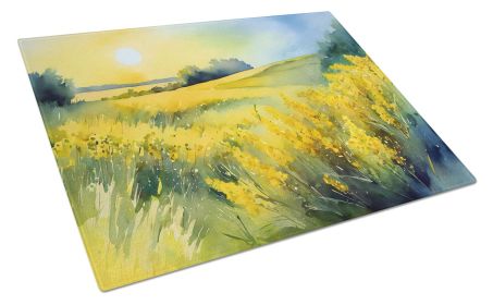 NEW Nebraska Goldenrod in Watercolor Glass Cutting Board Decorative Tempered Glass Kitchen Cutting and Serving Board Large Size Chopping Board (Default: Default)