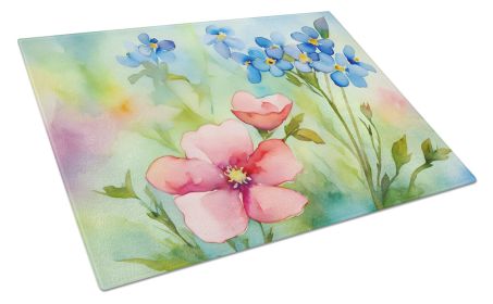 NEW Alaska Forget-me-nots in Watercolor Glass Cutting Board Decorative Tempered Glass Kitchen Cutting and Serving Board Large Size Chopping Board (Default: Default)