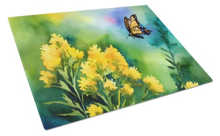 NEW Kentucky Goldenrod in Watercolor Glass Cutting Board Decorative Tempered Glass Kitchen Cutting and Serving Board Large Size Chopping Board (Default: Default)