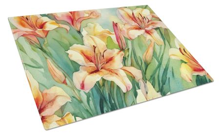 NEW Utah Sego Lilies in Watercolor Glass Cutting Board Decorative Tempered Glass Kitchen Cutting and Serving Board Large Size Chopping Board (Default: Default)