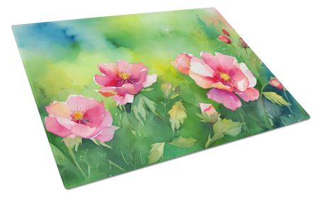 NEW Iowa Wild Prairie Roses in Watercolor Glass Cutting Board Decorative Tempered Glass Kitchen Cutting and Serving Board Large Size Chopping Boa (Default: Default)