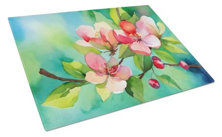 NEW Arkansas Apple Blossom in Watercolor Glass Cutting Board Decorative Tempered Glass Kitchen Cutting and Serving Board Large Size Chopping Boar (Default: Default)
