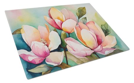 NEW Mississippi Magnolia in Watercolor Glass Cutting Board Decorative Tempered Glass Kitchen Cutting and Serving Board Large Size Chopping Board (Default: Default)