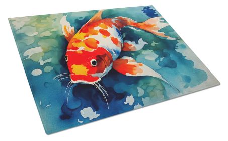 NEW Koi Fish Glass Cutting Board Decorative Tempered Glass Kitchen Cutting and Serving Board Large Size Chopping Board (Default: Default)