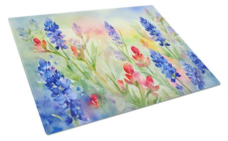 NEW Texas Bluebonnets in Watercolor Glass Cutting Board Decorative Tempered Glass Kitchen Cutting and Serving Board Large Size Chopping Board (Default: Default)