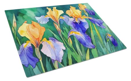 NEW Tennessee Iris in Watercolor Glass Cutting Board Decorative Tempered Glass Kitchen Cutting and Serving Board Large Size Chopping Board (Default: Default)