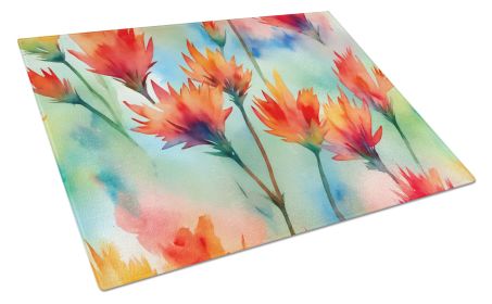NEW Wyoming Indian Paintbrush in Watercolor Glass Cutting Board Decorative Tempered Glass Kitchen Cutting and Serving Board Large Size Chopping B (Default: Default)